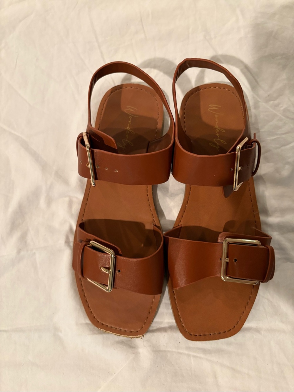 Wonderly Brown Buckle Strap Sandals